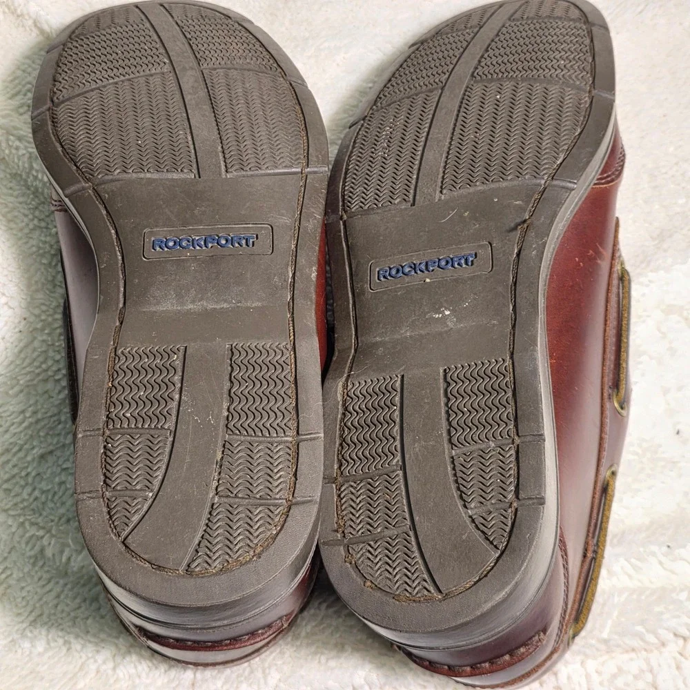 VTG Rockport Boat Shoes Oxblood Brown Leather Moc Toe Mens 10M